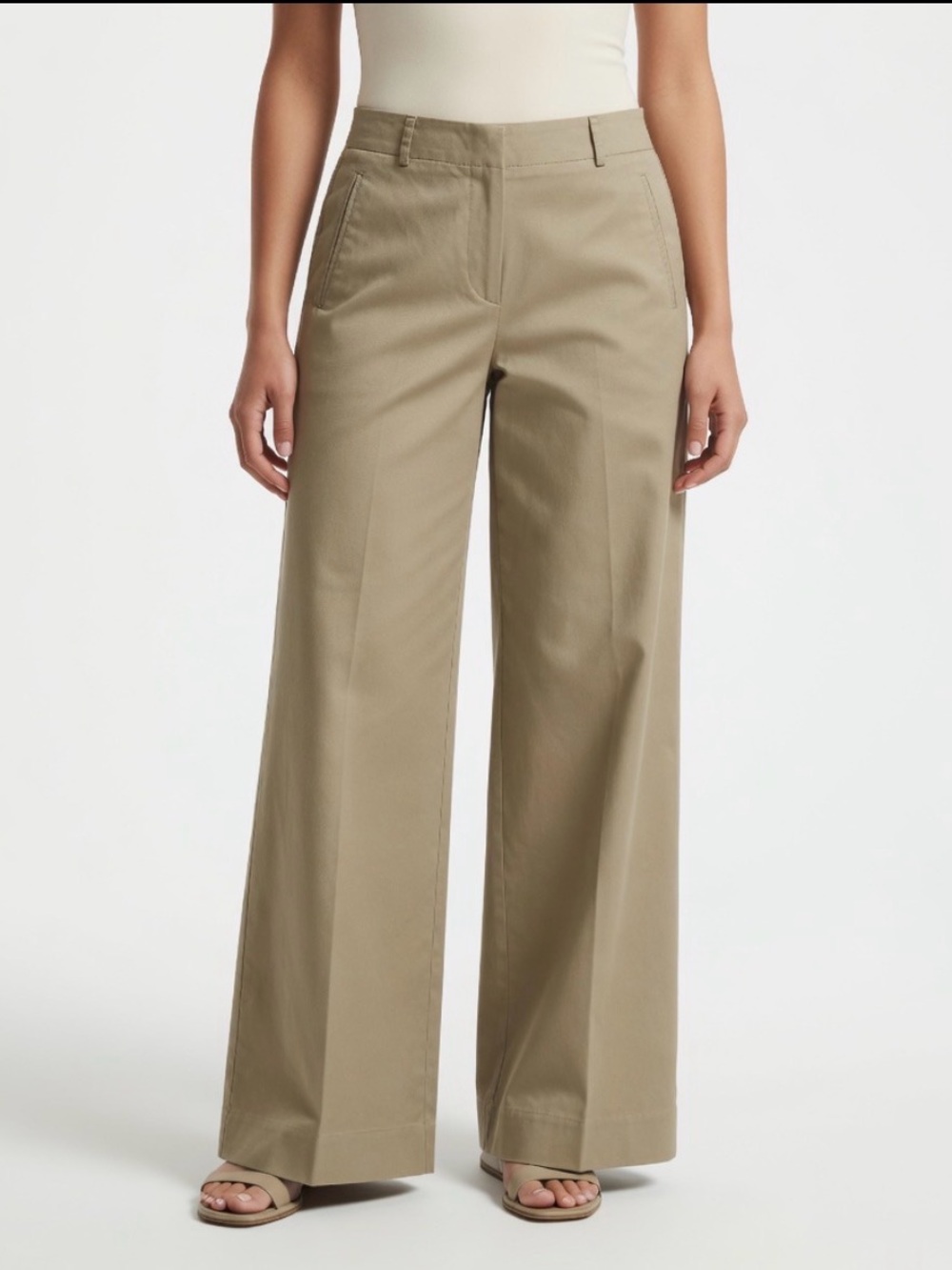 NWT Talbots Elegant Beige Wide-Leg Stretch Trousers Women’s Size 16